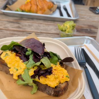 Lokl Haus - Soft scrambled eggs, latte, egg sandwich on croissant - Coffee & Tea Near Me - Santa Monica, California Lokl Haus - Soft scrambled eggs, latte, egg sandwich on croissant - Coffee & Tea Near Me - Santa Monica, California