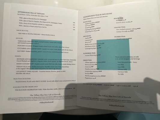 Menu photo 5 The Tiffany Blue Box Cafe London, XGL Menu photo 5 The Tiffany Blue Box Cafe London, XGL