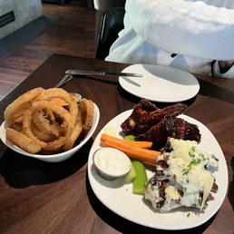 wings and onion rings