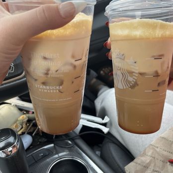 Starbucks - our half full drinks, with a bunch of cold foam on top. - Coffee & Tea Near Me - Fishers, Indiana