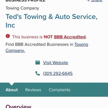 Ted's Towing & Auto Service - Lying about being with the BBB? Why would you trust them - Towing Near Me - Accokeek, Maryland Ted's Towing & Auto Service - Lying about being with the BBB? Why would you trust them - Towing Near Me - Accokeek, Maryland