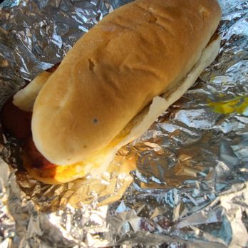 Five Guys - a hot dog wrapped in foil - Burgers Near Me - Chelmsford, Massachusetts