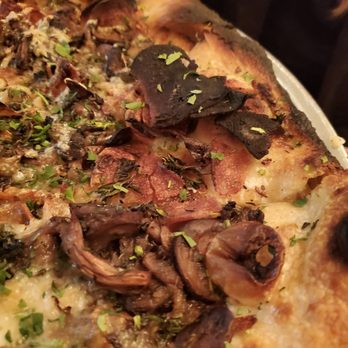 Dimo's Apizza - Our very burnt mushroom pizza - Pizza Near Me - Portland, Oregon