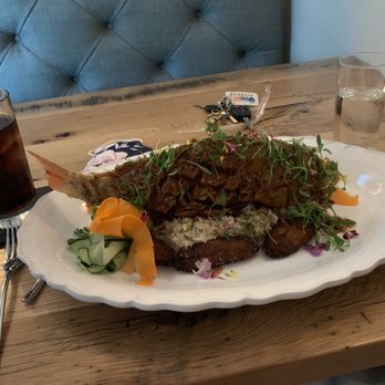 Heirloom - Whole fried snapper on coconut rice and fried plantains - Wine Bars Near Me - Virginia Beach, Virginia