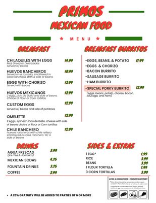 Menu photo 3 Primos Mexican Food Tucson, AZ Menu photo 3 Primos Mexican Food Tucson, AZ