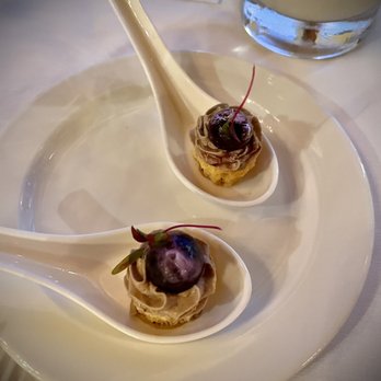 Chianti - Amuse bouche- liver purée with blueberry- very interesting - New American Near Me - Mackinac Island, Michigan