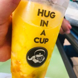 Mango peach boba tea