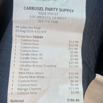 Carrusel Party Supply - Negocio está despacio usar tarjeta te combran más taxes.. use car they charger and on top taxes - Party Supplies Near Me - Los Angeles, California Carrusel Party Supply - Negocio está despacio usar tarjeta te combran más taxes.. use car they charger and on top taxes - Party Supplies Near Me - Los Angeles, California
