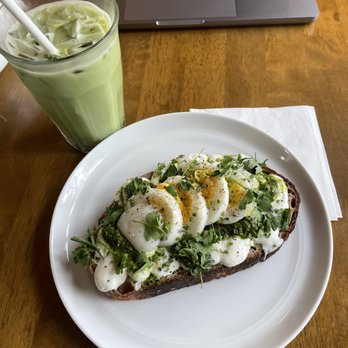 Sticks Coffee - Ricotta egg toast & matcha with 1 pump of vanilla - Coffee & Tea Near Me - Mariposa, California Sticks Coffee - Ricotta egg toast & matcha with 1 pump of vanilla - Coffee & Tea Near Me - Mariposa, California