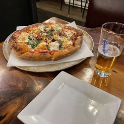 The Underground Pizza - Gondola pizza medium size. Ashahii on tap.
