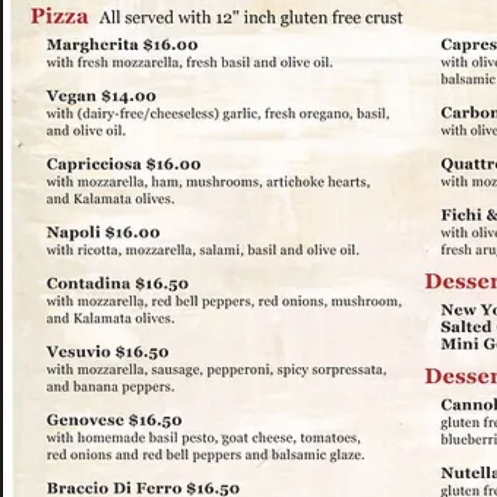 La Piazza - Menu says vegan pizza - Pizza Near Me - Springfield, Illinois