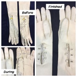 Crescent Cleaners - This is a pair of kid gloves that Fred cleaned. They had red wine spilled on them.