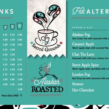 Sacred Grounds Cafe - the menu and prices - Coffee & Tea Near Me - Juneau, Alaska Sacred Grounds Cafe - the menu and prices - Coffee & Tea Near Me - Juneau, Alaska