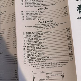 Hong Kong Restaurant - Menu April 2026 - Chinese Near Me - Lakeport, California Hong Kong Restaurant - Menu April 2026 - Chinese Near Me - Lakeport, California