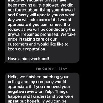 DLS Development - The worker that put his foot through my ceiling asking me to delete my review. Twice. - Roofing Near Me - Los Angeles, California
