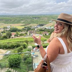 Hôtel le Panoramic - Views of the vineyards from the bar patio.