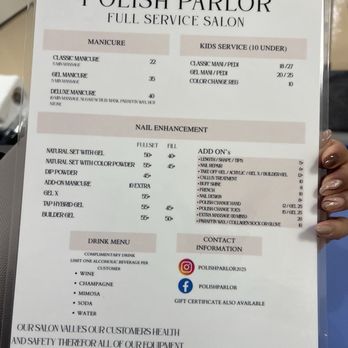 Polish Parlor - Menu - Nail Salons Near Me - Sacramento, California
