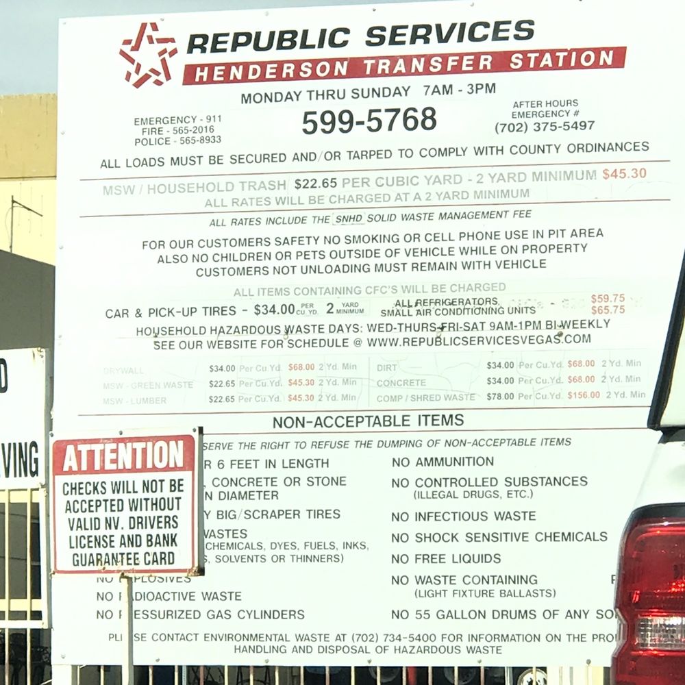 Republic Services Henderson Transfer Station - Junk Removal & Hauling Near Me - Henderson, Nevada Republic Services Henderson Transfer Station - Junk Removal & Hauling Near Me - Henderson, Nevada