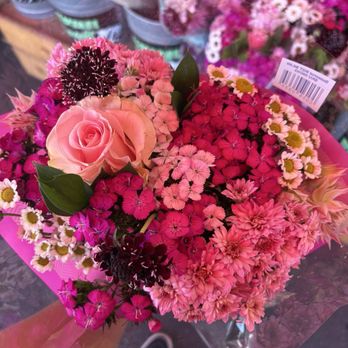 Trader Joe's - Flowers under the red cover look pink - Grocery Near Me - Encino, California Trader Joe's - Flowers under the red cover look pink - Grocery Near Me - Encino, California
