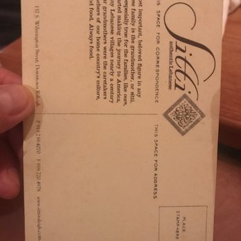 Sitti - Back of Postcard!! - Lebanese Near Me - Raleigh, North Carolina