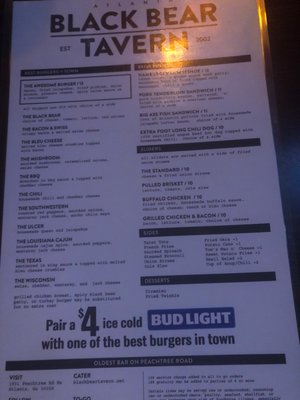 Menu photo 3 Black Bear Tavern Atlanta, GA