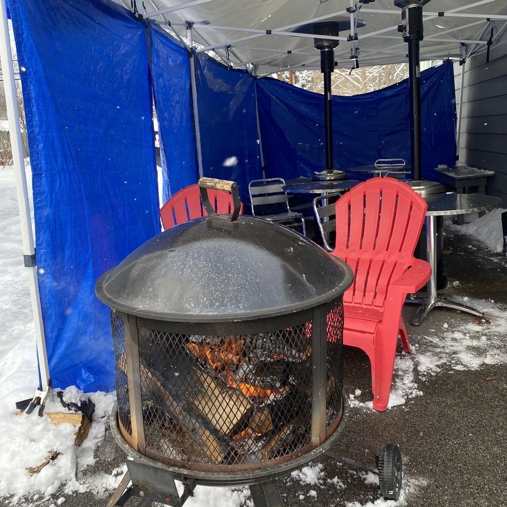 Tree Town Cafe - Outdoor seating- with the fire already going. - Cafes Near Me - Rochester, New York Tree Town Cafe - Outdoor seating- with the fire already going. - Cafes Near Me - Rochester, New York