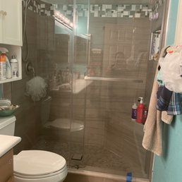 Barn door style glass shower doors! I love it!