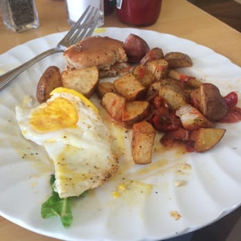 Main Kitchen Cafe - I couldn't finish my breakfast it was that bad. The potatoes are deep fried and the chicken sausage is hard to cut. Thumbs down. - New American Near Me - Granada Hills, California