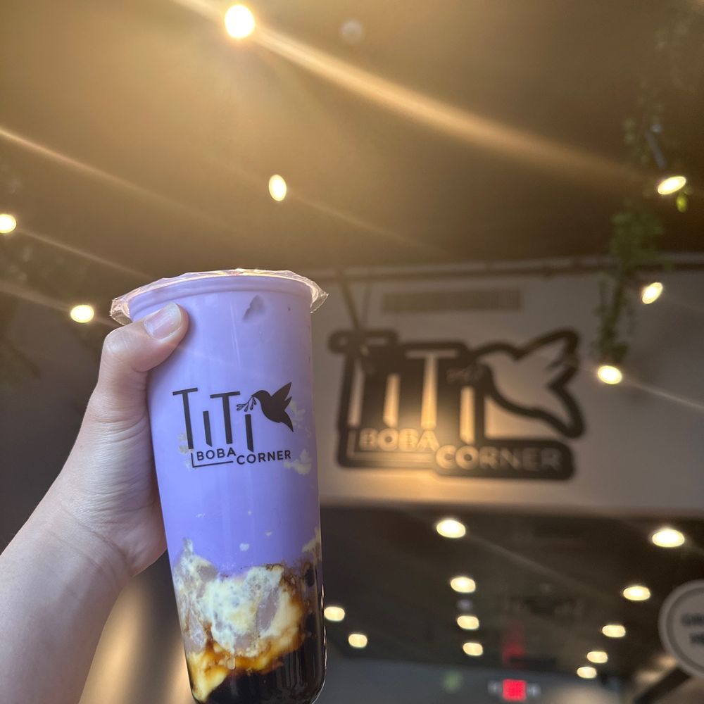 TiTi Boba Corner - Large Ube-Taro Brown Sugar Milk with Creme Brulee - Bubble Tea Near Me - Tucson, Arizona