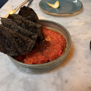 Moeca - Tuna with squid ink bread - Seafood Near Me - Cambridge, Massachusetts Moeca - Tuna with squid ink bread - Seafood Near Me - Cambridge, Massachusetts