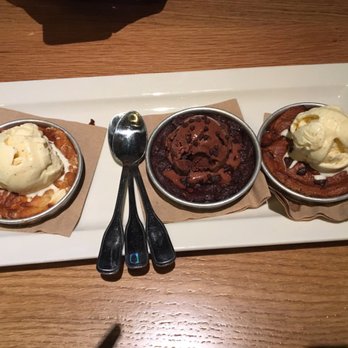BJ's Restaurant & Brewhouse - Nice dessert - a platter of 3 different types of cookies, all topped with ice cream. - New American Near Me - Valley Stream, New York BJ's Restaurant & Brewhouse - Nice dessert - a platter of 3 different types of cookies, all topped with ice cream. - New American Near Me - Valley Stream, New York