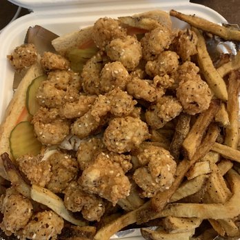 Cafe Blue - This is the shrimp Po'boy - Seafood Near Me - Austin, Texas Cafe Blue - This is the shrimp Po'boy - Seafood Near Me - Austin, Texas