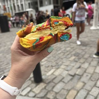 Liberty Bagels - Bacon, Egg & Cheese on a rainbow bagel - Bagels Near Me - New York, New York Liberty Bagels - Bacon, Egg & Cheese on a rainbow bagel - Bagels Near Me - New York, New York