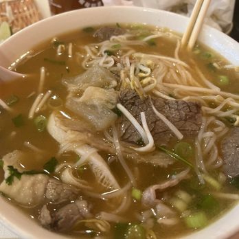 Pho Basil - Large Combination Beef Noodle Soup with a small piece of tendon - Vietnamese Near Me - Houston, Texas Pho Basil - Large Combination Beef Noodle Soup with a small piece of tendon - Vietnamese Near Me - Houston, Texas