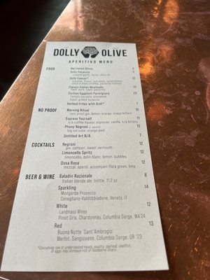 Menu photo 7 Dolly Olive Portland, OR