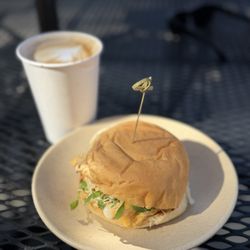 M's Bakery - Egg sandwich and vanilla latte
