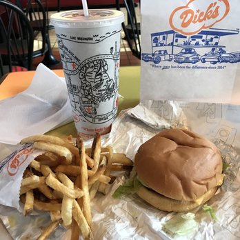 Dick's - Deluxe Burger, Fries one size fits all, Diet Coke - Fast Food Near Me - Seattle, Washington