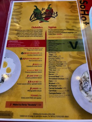Menu photo 5 Los Chilakillers Austin, TX
