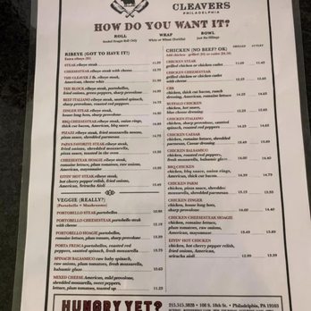 Cleavers - Menu. - Cheesesteaks Near Me - Philadelphia, Pennsylvania
