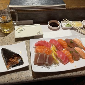 Joy Sushi - a plate of sushi and a glass of beer - Japanese Near Me - Whittier, California Joy Sushi - a plate of sushi and a glass of beer - Japanese Near Me - Whittier, California
