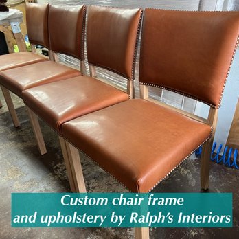 Ralph's Interiors - custom oak wood frame chairs with nail heads - Furniture Reupholstery Near Me - Los Angeles, California
