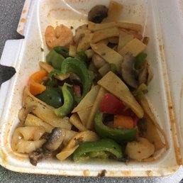 Seafood curry in styrofoam BAD IDEA! Should have come in a soup container! Seafood curry in styrofoam BAD IDEA! Should have come in a soup container!
