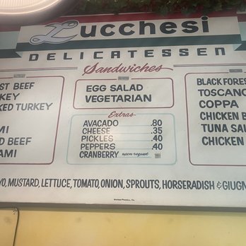 Lucchesi's Delicatessen - One of the menus on the wall. - Delis Near Me - Petaluma, California Lucchesi's Delicatessen - One of the menus on the wall. - Delis Near Me - Petaluma, California