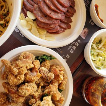 Monja Taiker - Taiwanese sausage from Combo and side popcorn chicken 3/26/2024 - Taiwanese Near Me - Arcadia, California Monja Taiker - Taiwanese sausage from Combo and side popcorn chicken 3/26/2024 - Taiwanese Near Me - Arcadia, California