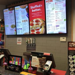 Food ordering counter. Look! Beer on tap!