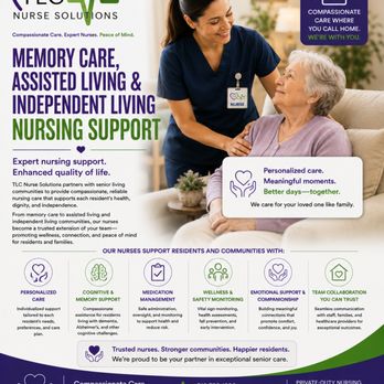 TLC Nurse Solutions - Memory care and assisted living nursing support thoughtfully coordinated across California with compassionate one-on-one care. - Skilled Nursing Near Me TLC Nurse Solutions - Memory care and assisted living nursing support thoughtfully coordinated across California with compassionate one-on-one care. - Skilled Nursing Near Me