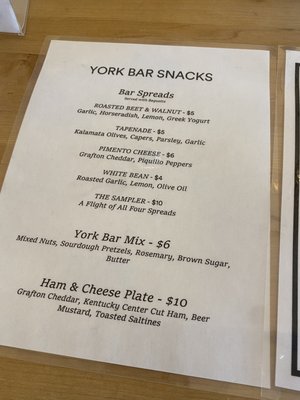 Menu photo 5 York Ann Arbor, MI