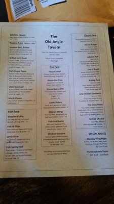 Menu photo 5 The Old Angle Tavern Cleveland, OH Menu photo 5 The Old Angle Tavern Cleveland, OH