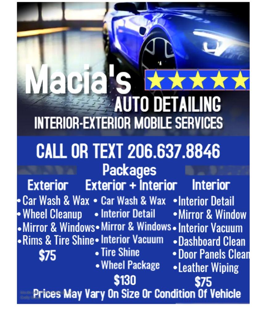 MACIAS AUTO DETAILING Updated June 2024 Request a Quote Shoreline