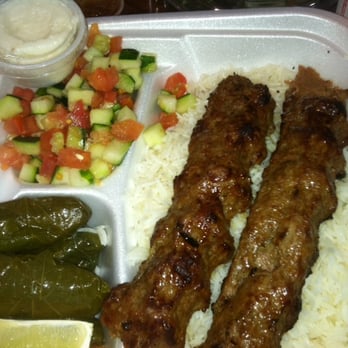 Cafe Bravo - Lule Kabob Plate w/ Rice, Grape Leaves, Shirazi Salad, 1 Pita Bread - $6.75 - Middle Eastern Near Me - Glendale, California Cafe Bravo - Lule Kabob Plate w/ Rice, Grape Leaves, Shirazi Salad, 1 Pita Bread - $6.75 - Middle Eastern Near Me - Glendale, California